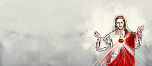 Fototapeta Religia Jesus of mercy. Watercolor. Christian banner
