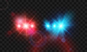 Fototapeta Policja Template flash red and blue light police car siren. Vector illustration isolated on transparent background