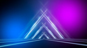 Fototapeta Neon Psychedelic Abstract Futuristic Neon Fluorescent Sci Fi Vibrant Purple Blue Glow Laser Showcase Stage Dark Room Retro Modern Virtual