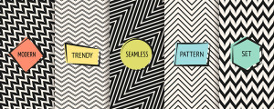 Fototapeta Wzory Zigzag chevron pattern collection. Vector geometric seamless textures with zig zag lines, stripes. Set of black and white minimal