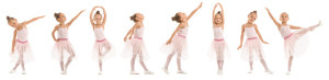 Fototapeta Balet Cute little ballerina on white background