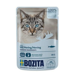 BOZITA Mięsne kawałki w sosie ze śledziem - saszetka dla kota - 85g