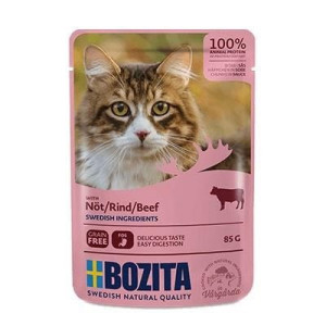 BOZITA Mięsne kawałki w sosie z wołowiną - saszetka dla kota - 85g