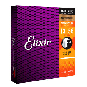 Struny do Gitary Akustycznej Elixir NanoWeb (13-56) Phosphor Bronze Powlekane