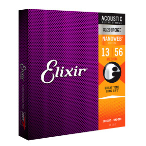 Struny do Gitary Akustycznej Elixir NanoWeb (13-56) 80/20 Bronze Powlekane