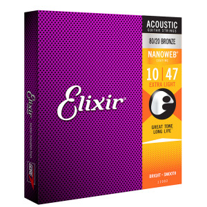 Powlekane Struny Elixir NanoWeb (10-47) 80|20 Bronze do Gitary Akustycznej