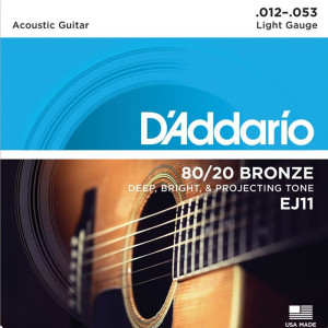 Struny do Gitary Akustycznej D'Addario EJ (12-53) 80/20 Bronze