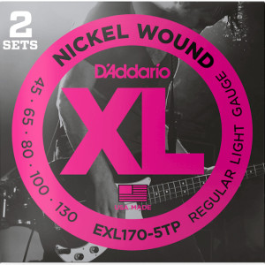D'Addario EXL (45-130) Nickel Wound Dwupak Strun do Gitary Basowej