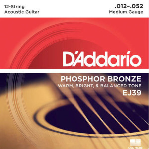 Struny do Gitary Akustycznej D'Addario (12-52/12-30) Phosphor Bronze