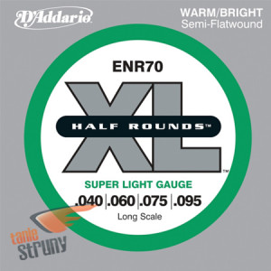 PółSzlifowane Struny do Gitary Basowej D'Addario ENR70 (40-95) Half Rounds Long Scale