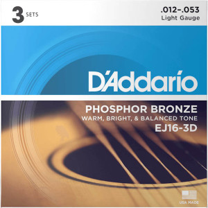 3-Pack Struny do Gitary Akustycznej D'Addario EJ (12-53) Phosphor Bronze