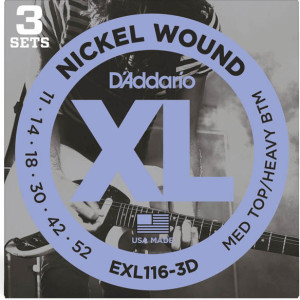 3-Pack D'Addario EXL (11-52) Nickel Wound