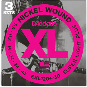 3-Pack D'Addario EXL120+ (09.5-44) Nickel Wound