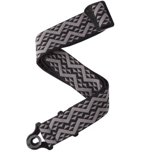 D'Addario Auto Lock Guitar Strap Black Padded Geometric