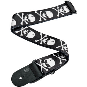 Tkany Pasek Gitarowy D'Addario Woven Cross Bone Skull