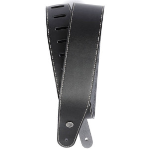Pas Gitarowy D'Addario Deluxe Leather Black with Contrast Stitch