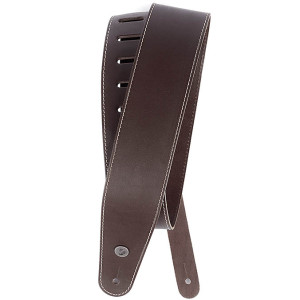 D'Addario Deluxe Leather Guitar Strap Brown with Contrast Stitch