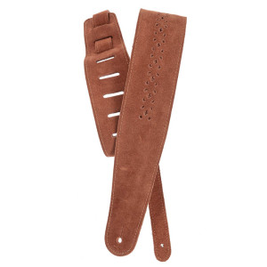 D'Addario Vented Leather Guitar Strap Cognac