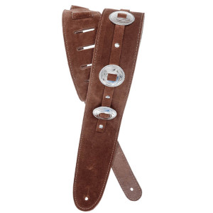 D'Addario Deluxe Leather Guitar Strap Conchos Brown