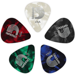 25-Pack D'Addario Assorted Pearl Celluloid Guitar Picks Light 0.50 mm