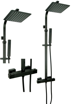 Zestaw Natryskowy Prysznicowy Termostatyczny z Deszczownicą AQUASLIM Czarny