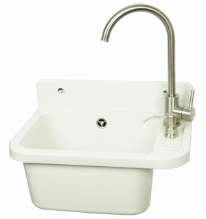 Komora gospodarcza VIGO biała z baterią LUGA i dozownikiem INOX