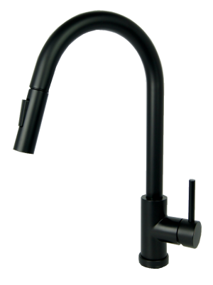 AFINO Bateria kuchenna z wyciąganą wylewką CZARNA