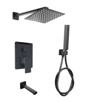 QATRO Bateria Wannowa Natryskowa Prysznicowa Podtynkowa Deszczownica 25 CZARNA