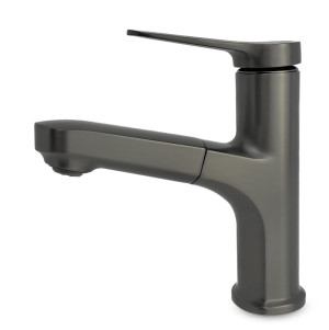 ZEN Bateria umywalkowa kuchenna z wyciąganą wylewką GUN METAL