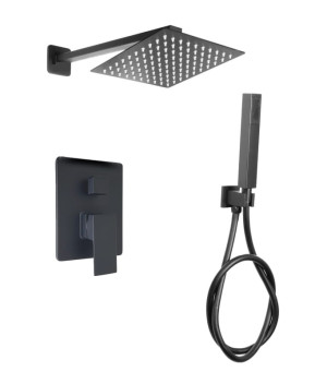 QATRO Bateria Natryskowa Prysznicowa Podtynkowa Deszczownica 40 CZARNA