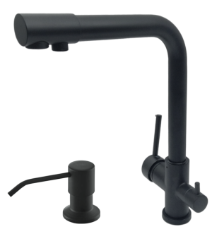 SIVANA bateria kuchenna do filtra wody + dozownik CZARNA