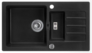 Zlewozmywak Granitowy MALIBU 80 Czarny nakrapiany (10)