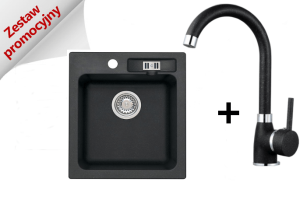 Zlewozmywak Granitowy Malibu 20 czarny (10) z Baterią Lupo