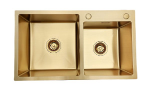 Zlewozmywak stalowy dwu komorowy STEEL 7549 ZŁOTY