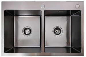 Zlewozmywak stalowy dwukomorowy STEEL 7549 CZARNY