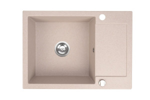 Zlewozmywak jednokomorowy granitowy z ociekaczem beżowy piaskowy CORDEO 70