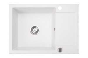 Zlewozmywak jednokomorowy granitowy z ociekaczem biały CORDEO 70