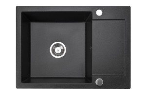Zlewozmywak jednokomorowy granitowy z ociekaczem czarny nakrapiany CORDEO 70