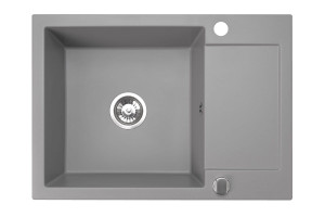 Zlewozmywak jednokomorowy granitowy z ociekaczem szary CORDEO 70