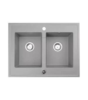 Zlewozmywak Granitowy dwukomorowy szary GRANDE