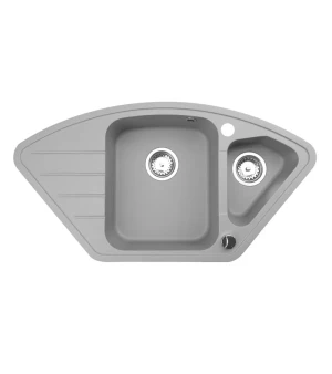 Zlewozmywak Granitowy półtorakomorowy z ociekaczem szary MERKURY