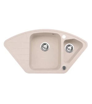 Zlewozmywak Granitowy półtorakomorowy z ociekaczem beżowy piaskowy MERKURY