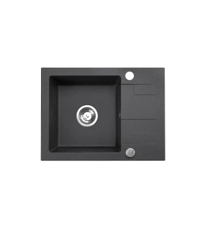 Zlewozmywak granitowy jednokomorowy z ociekaczem czarny nakrapiany NELI 59