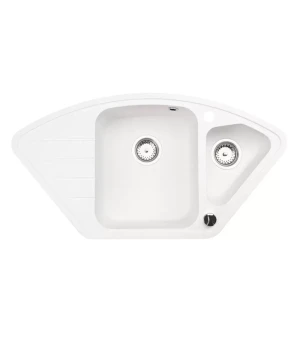 Zlewozmywak Granitowy półtorakomorowy z ociekaczem biały MERKURY