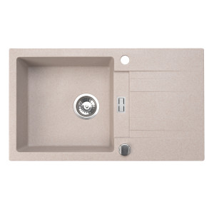 Zlewozmywak granitowy beżowy 1-komorowy z ociekaczem ATHENA