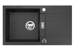 Zlewozmywak granitowy czarny metalik 1-komorowy z ociekaczem ATHENA