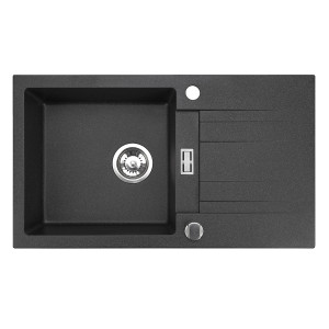 Zlewozmywak granitowy czarny nakrapiany 1-komorowy z ociekaczem ATHENA