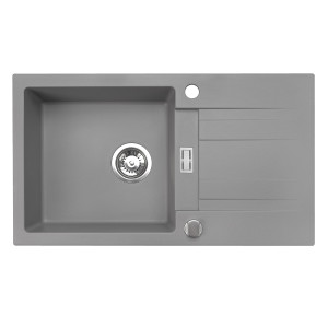 Zlewozmywak granitowy szary 1-komorowy z ociekaczem ATHENA