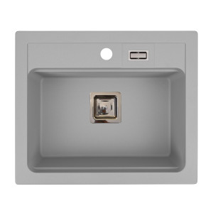 Zlewozmywak kuchenny granitowy 1-komorowy szary YORK