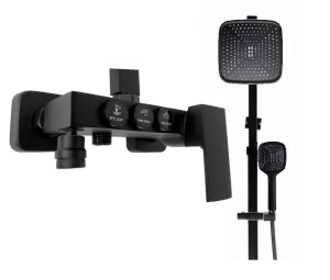 MAXIMO Zestaw natryskowy z baterią deszczownica CZARNA